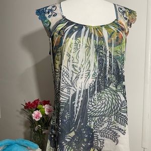Fiori Women’s Tunic Blue Green Size M